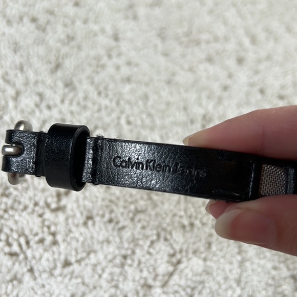 NWOT Calvin Klein Jeans leather belt with metallic mesh accent - Picture 3 of 5